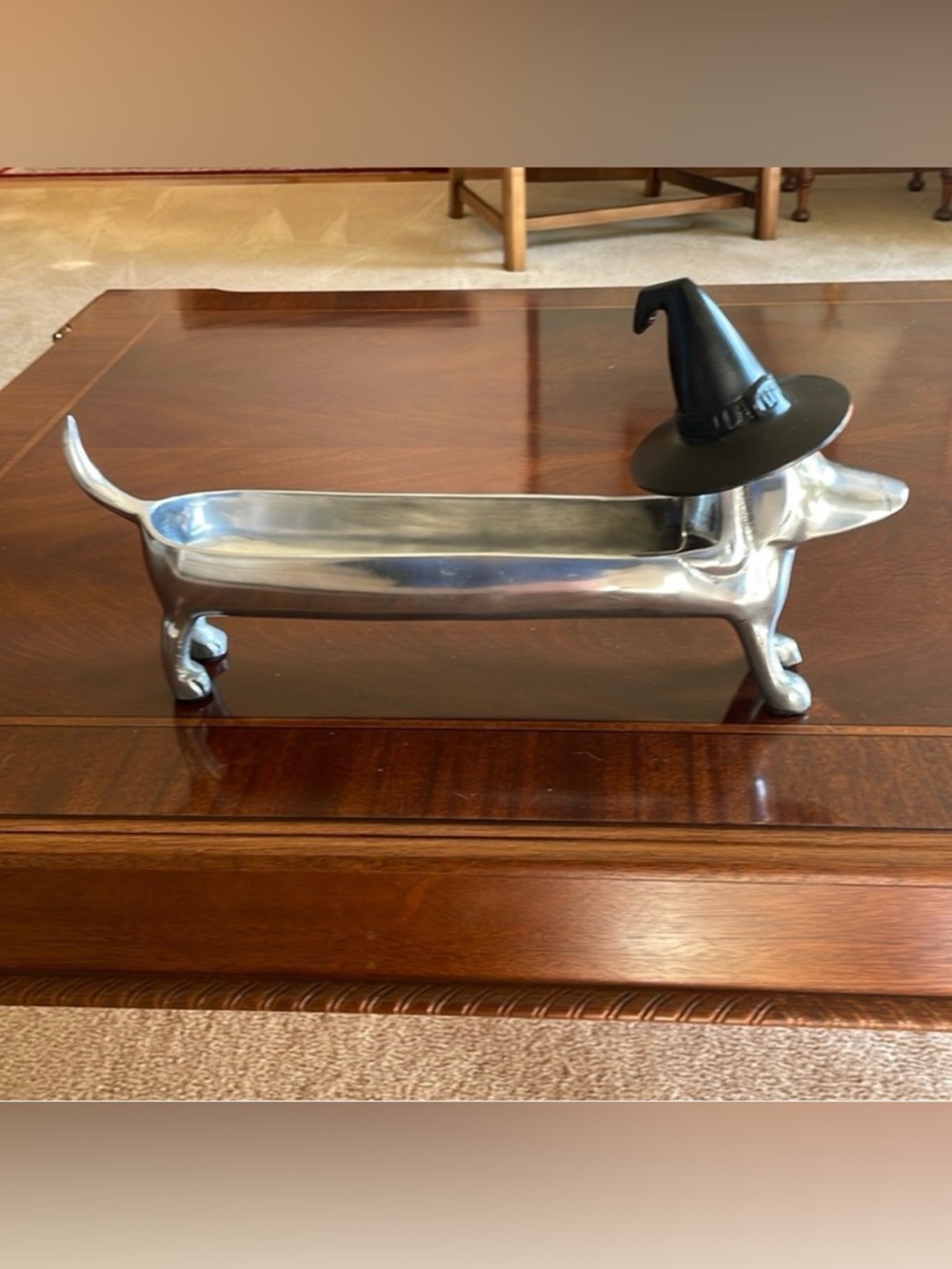 Silver Dachshund Decorative Tray